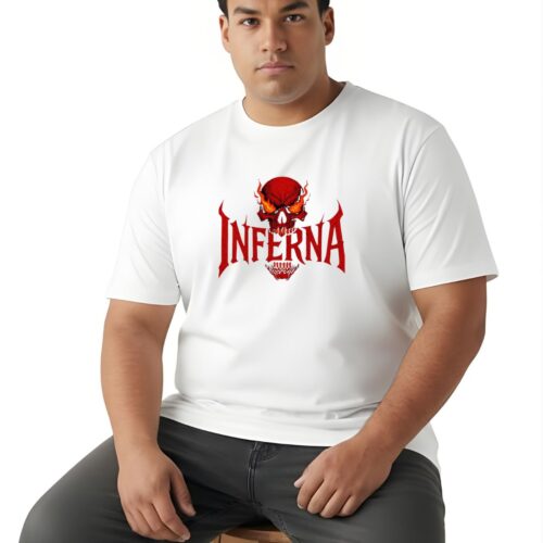 Inferna Skull Printed Cotton Plus Size T-Shirt | Gothic Graphic Tee - Image 11