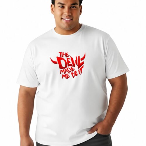 Men's Plus Size Cotton Printed T-Shirt 2XL-7XL | The Devil Made Me Do It Graphic Round Neck Casual Tee - Image 13