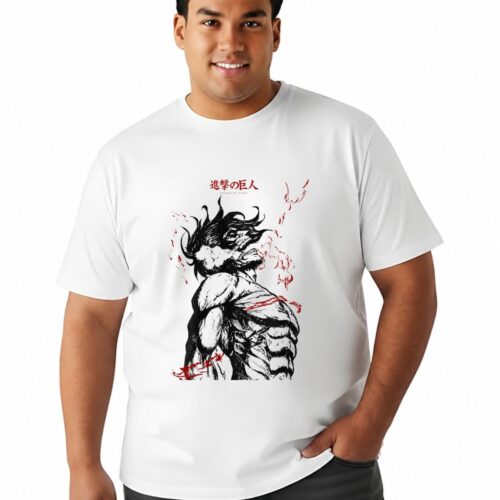 Men's Plus Size Attack on Titan Anime Graphic Cotton T-Shirt - Image 5