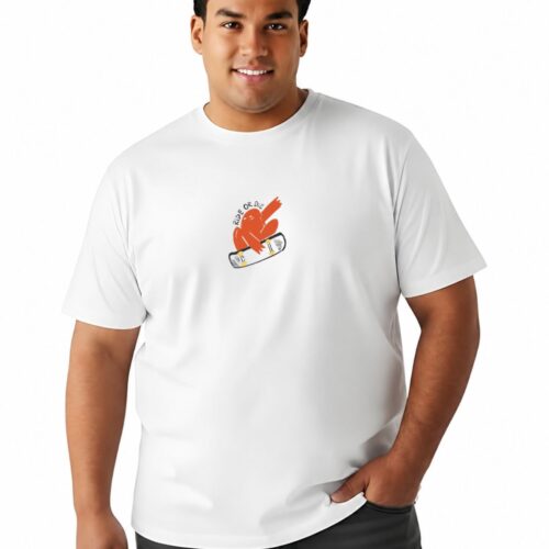 Men's Plus Size  Cotton Graphic Printed T-Shirt | Ride or Die Skateboard Design - Image 5
