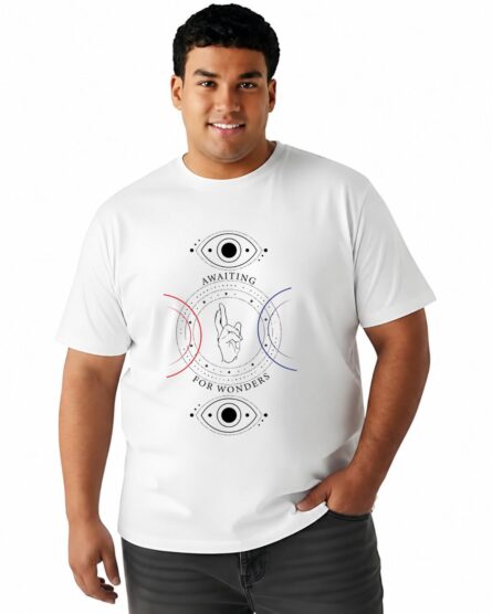 Men's Plus Size Spiritual Graphic Printed T-Shirt | 100% Cotton Round Neck Oversized Casual Tee | Awaiting for Wonders Design | XXL-7XL