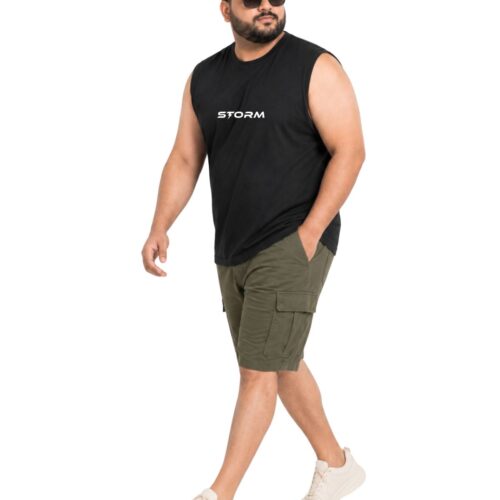 Men's Plus Size STORM Sports Vest Sando | Premium Cotton Sleeveless Gym Tank Top | Athletic Workout Activewear | 2XL-7XL | Black - Image 6