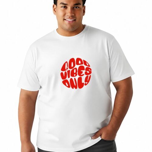 Good Vibes Only Printed Cotton Plus Size T-Shirt - Image 4