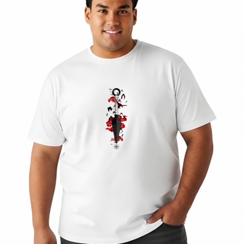 Kunai Print Oversized Cotton T-Shirt for Men | Plus Size Graphic Tee - Image 2