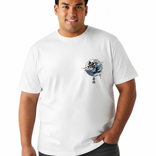 Men's Japanese Wave Graphic Printed Plus Size Cotton T-Shirt - Image 11