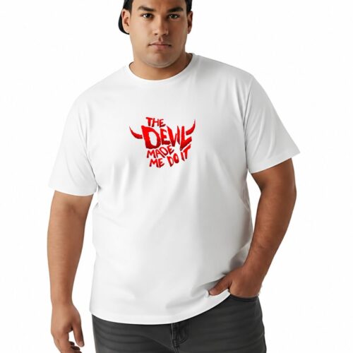 Men's Plus Size Cotton Printed T-Shirt 2XL-7XL | The Devil Made Me Do It Graphic Round Neck Casual Tee - Image 15