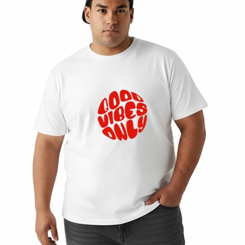 Good Vibes Only Printed Cotton Plus Size T-Shirt - Image 1