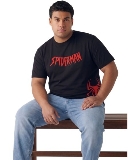 Men's Plus Size Black Cotton Spider Graphic Printed T-Shirt | Premium Round Neck Casual Tee | Soft Cotton | Sizes 2XL-7XL