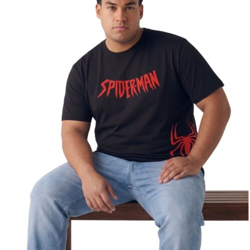 Men's Plus Size Black Cotton Spider Graphic Printed T-Shirt | Premium Round Neck Casual Tee | Soft Cotton | Sizes 2XL-7XL - Image 1