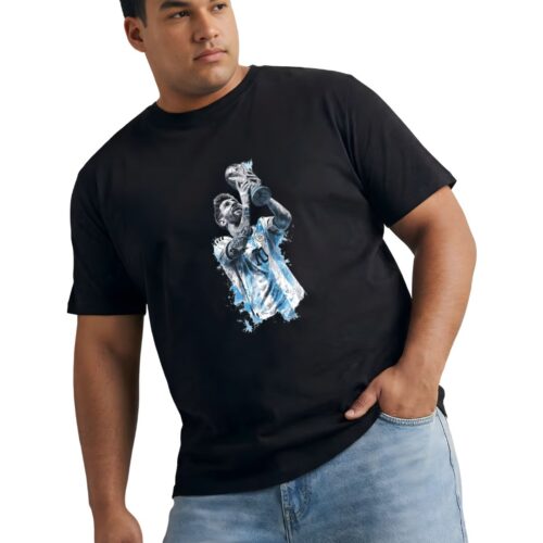 Men's Plus Size Messi World Cup Champion Printed Cotton T-Shirt | Round Neck Graphic Tee - Image 12