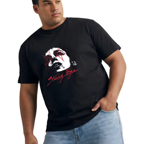 Men's Plus Size Scary Eyes Graphic Printed T-Shirt | 100% Cotton Round Neck Oversized Casual Tee | Black | XXL-7XL - Image 3