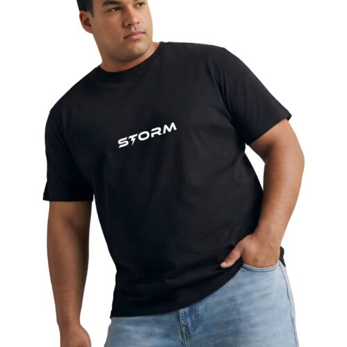 STORM Printed Plus Size Cotton T-Shirt for Men | Oversized Casual Graphic Tee | Round Neck Half Sleeve | 2XL–7XL - Image 3