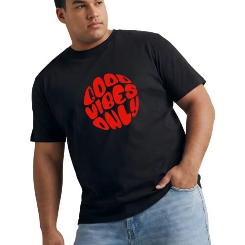Good Vibes Only Printed Cotton Plus Size T-Shirt - Image 12