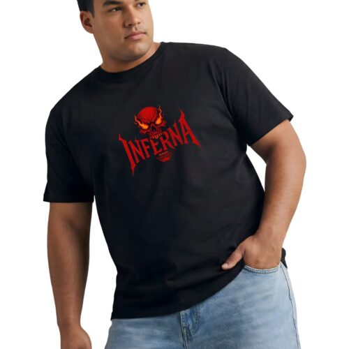 Inferna Skull Printed Cotton Plus Size T-Shirt | Gothic Graphic Tee - Image 1