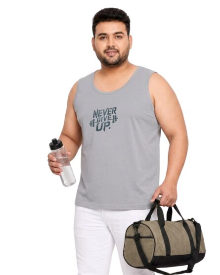 Men's Plus Size "Never Give Up" Graphic Sport Vest | Big & Tall Polyester Tank Top