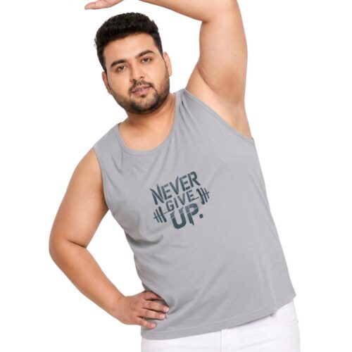 Men's Plus Size "Never Give Up" Graphic Sport Vest | Big & Tall Polyester Tank Top - Image 3