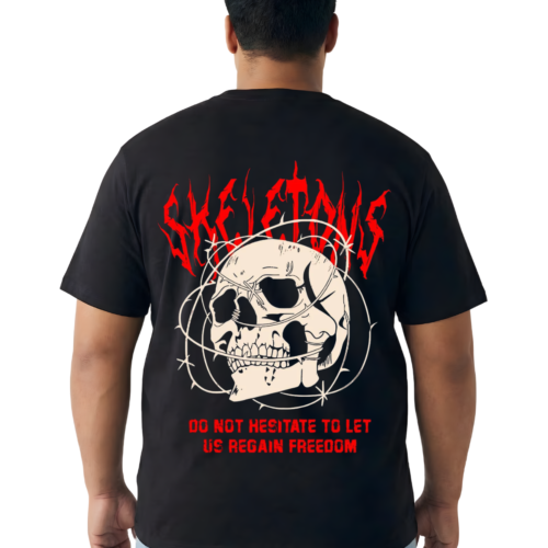 Men's Plus Size Skull Graphic Cotton T-Shirt | Front & Back Print - Image 1