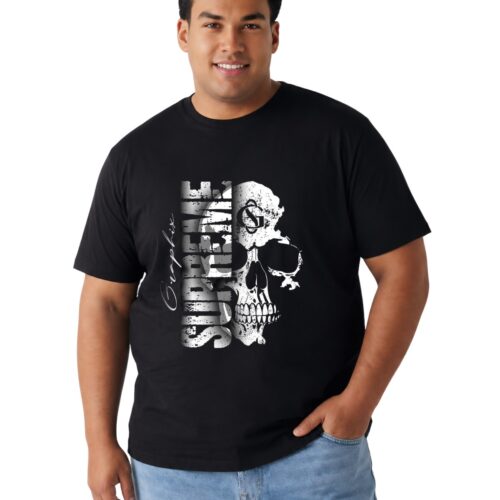 Men's Plus Size Skull Graphic Printed T-Shirt | Cotton Round Neck Oversized Casual Tee - Image 5