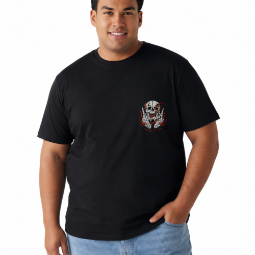 Men's Plus Size Skull Graphic Cotton T-Shirt | Front & Back Print - Image 5