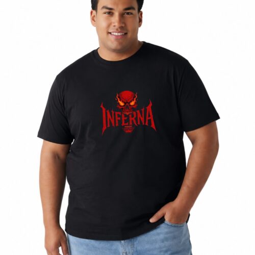 Inferna Skull Printed Cotton Plus Size T-Shirt | Gothic Graphic Tee - Image 5