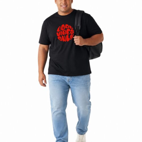 Good Vibes Only Printed Cotton Plus Size T-Shirt - Image 10