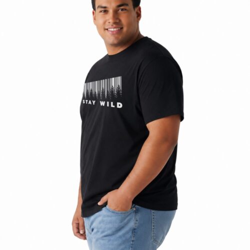 Men's Plus Size Cotton Stay Wild Printed T-Shirt | Forest Graphic Round Neck Casual Tee - Image 6