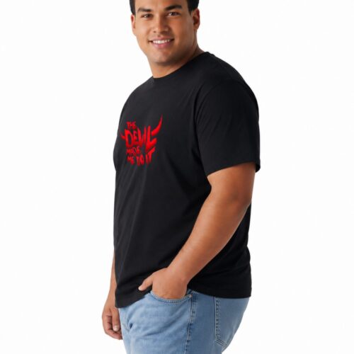 Men's Plus Size Cotton Printed T-Shirt 2XL-7XL | The Devil Made Me Do It Graphic Round Neck Casual Tee - Image 7