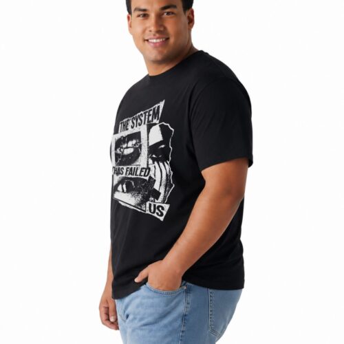 Men's Plus Size Black Graphic Printed T-Shirt | "The System Has Failed Us" Print - Image 6