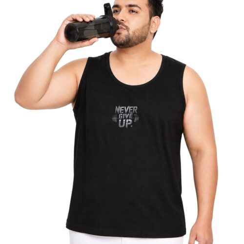 Men's Plus Size "Never Give Up" Graphic Sport Vest | Big & Tall Polyester Tank Top - Image 14