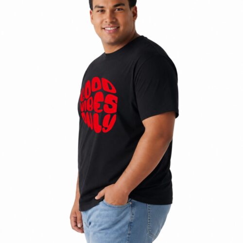 Good Vibes Only Printed Cotton Plus Size T-Shirt - Image 9
