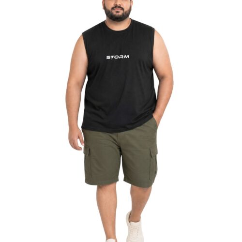 Men's Plus Size STORM Sports Vest Sando | Premium Cotton Sleeveless Gym Tank Top | Athletic Workout Activewear | 2XL-7XL | Black - Image 2