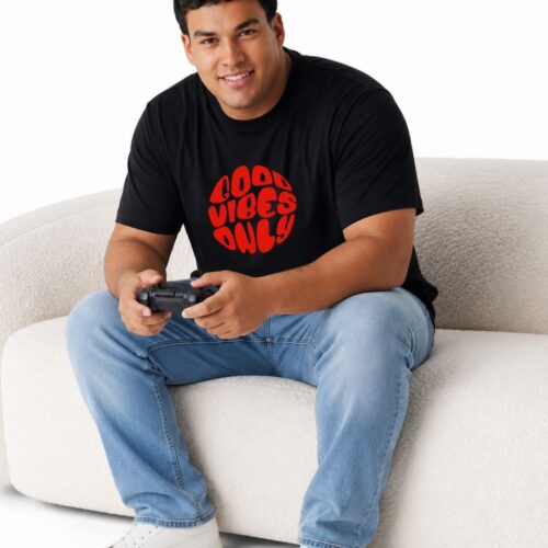 Good Vibes Only Printed Cotton Plus Size T-Shirt - Image 8
