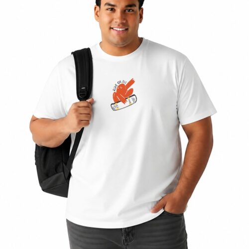 Men's Plus Size  Cotton Graphic Printed T-Shirt | Ride or Die Skateboard Design - Image 2