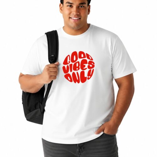 Good Vibes Only Printed Cotton Plus Size T-Shirt - Image 7