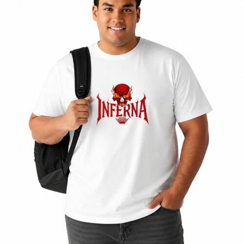 Inferna Skull Printed Cotton Plus Size T-Shirt | Gothic Graphic Tee - Image 9