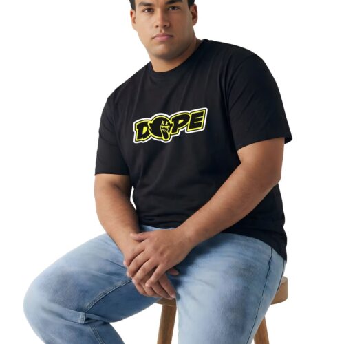 DOPE Graphic Printed Plus Size Cotton T-Shirt for Men | Oversized Casual Round Neck Tee | 100% Cotton | Black & White | 2XL–7XL - Image 2