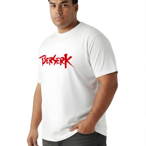 Berserk Anime Graphic Printed Plus Size Cotton T-Shirt for Men | Oversized Round Neck Casual Half Sleeve Tee | 2XL-7XL | Black & White - Image 9