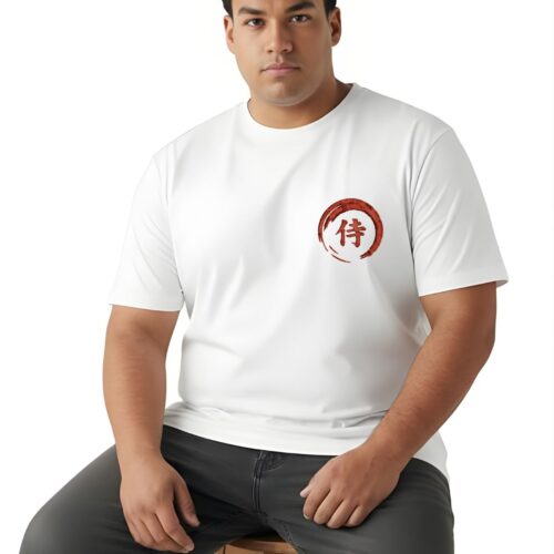 Japanese Samurai Graphic Printed Plus Size T-Shirt for Men | Warrior Back Print Casual Streetwear Tee - Image 4