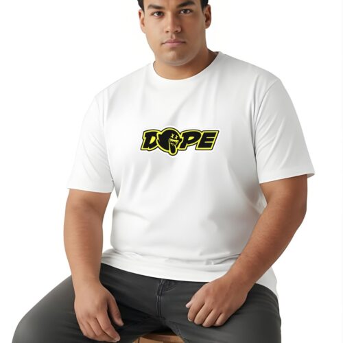 DOPE Graphic Printed Plus Size Cotton T-Shirt for Men | Oversized Casual Round Neck Tee | 100% Cotton | Black & White | 2XL–7XL - Image 12