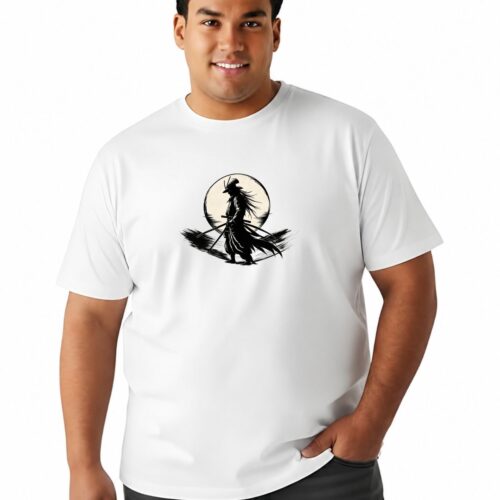Samurai Ronin Graphic Printed Plus Size T-Shirt for Men | Japanese Anime Style Casual Tee - Image 4