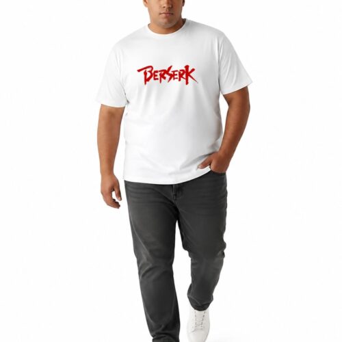 Berserk Anime Graphic Printed Plus Size Cotton T-Shirt for Men | Oversized Round Neck Casual Half Sleeve Tee | 2XL-7XL | Black & White - Image 12
