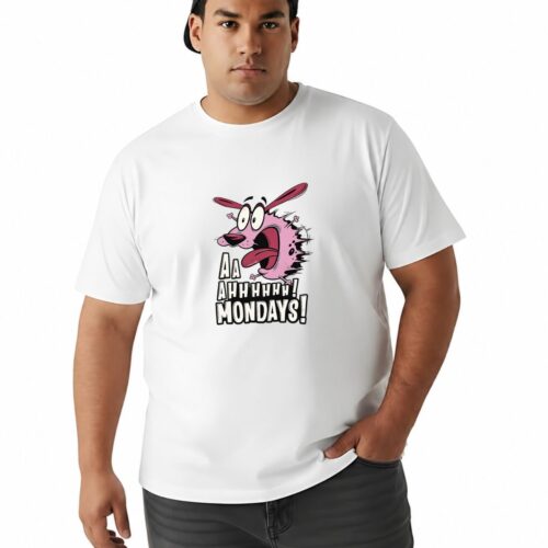 Plus Size Cotton Funny Graphic Printed T-Shirt for Men 2XL–7XL | "Aa Ahhhhhh! Mondays!" Cartoon Print | Soft Breathable Round Neck Casual Tee - Image 1