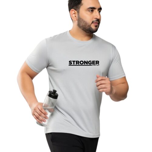 Plus Size Sports T-Shirt for Men – Stronger Every Day Printed Gym & Workout T-Shirt - Image 5