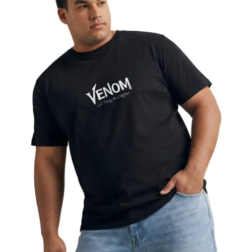 Venom Graphic Printed Plus Size Cotton T-Shirt for Men | Oversized Round Neck Casual Half Sleeve Tee | 2XL-7XL | Black - Image 3