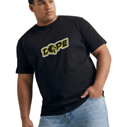 DOPE Graphic Printed Plus Size Cotton T-Shirt for Men | Oversized Casual Round Neck Tee | 100% Cotton | Black & White | 2XL–7XL - Image 3