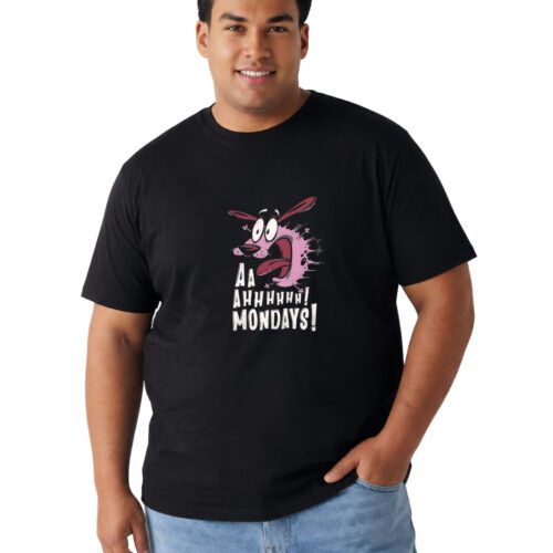 Plus Size Cotton Funny Graphic Printed T-Shirt for Men 2XL–7XL | "Aa Ahhhhhh! Mondays!" Cartoon Print | Soft Breathable Round Neck Casual Tee - Image 4