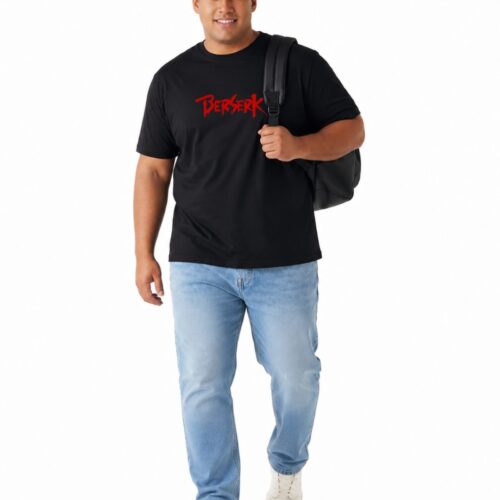 Berserk Anime Graphic Printed Plus Size Cotton T-Shirt for Men | Oversized Round Neck Casual Half Sleeve Tee | 2XL-7XL | Black & White - Image 5