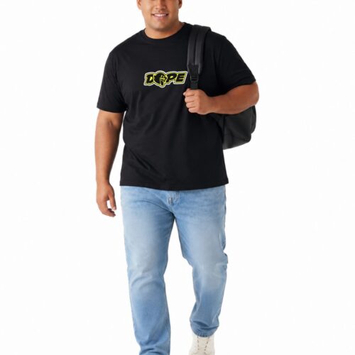 DOPE Graphic Printed Plus Size Cotton T-Shirt for Men | Oversized Casual Round Neck Tee | 100% Cotton | Black & White | 2XL–7XL - Image 6