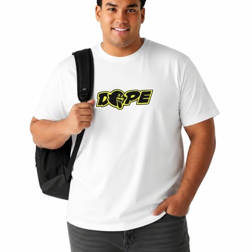 DOPE Graphic Printed Plus Size Cotton T-Shirt for Men | Oversized Casual Round Neck Tee | 100% Cotton | Black & White | 2XL–7XL - Image 1