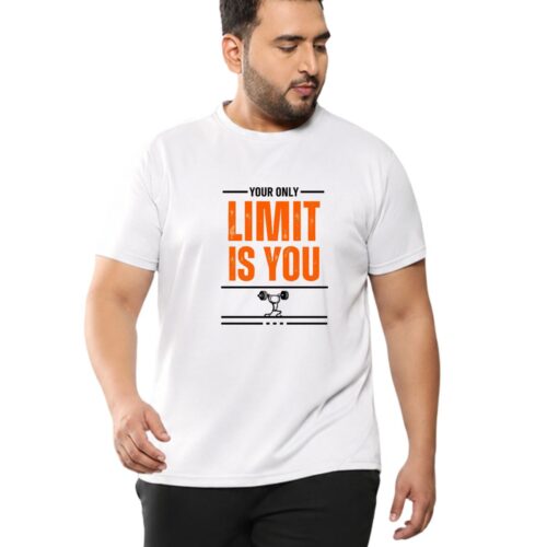 Men’s Plus Size Sports T-Shirt | “Your Only Limit Is You” Printed Gym & Workout T-Shirt - Image 2
